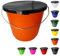netproshop 12 Liter Eimer Groß mit schwarzem Deckel Lebensmittelecht mit Skala Futtereimer Haushaltseimer, Farbe:Orange