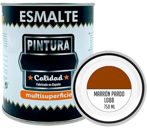 Acan Tradineur - Bote de Pintura Esmalte - Fabricado en España - Ideal para Cualquier Superficie, Madera, Plástico, Cristal o Cemento - Capacidad de 750 ML - Marrón Pardo (L088)