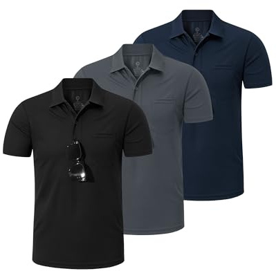Outdoor Ventures 3-pack herr pikétröja SPF 50+ solskydd UV män kortärmad skjorta golf t-shirt sommar andas funktionell polotröja golf tennis polo toppar
