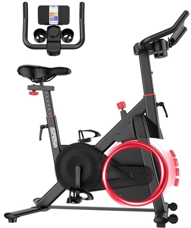 Superun Vélo d'exercice d'Intérieur avec Résistance Magnétique Réglable, Vélo Stationnaire pour La Maison avec Écran LCD et Application, Capacité de Poids de 136 kg