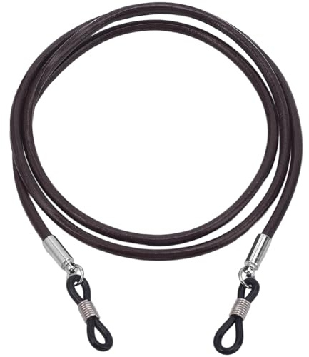 CALFOVERA Glasögonsnöre i kohud, glasögonhållare, läderhalsband, glasögonhållare, äkta lädersnöre, universalglasögonsnöre för män och kvinnor, solglasögon (kokosbrun), 69,5 cm