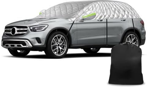 Hagelfilt halvgarage kompatibel med Mercedes-Benz GLC 2016–2023, snöskydd halvt bilskydd 6 lager tjockt halvskydd vattentätt med vindtät rem reflekterande ränder