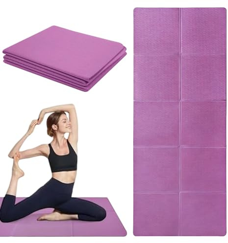 LIUZHUJ 183 × 61 × 0,5 cm Esterilla Yoga, Reutilizable Esterilla Pilates, Morado Colchoneta Gimnasia, para El Hogar, El Gimnasio, La Escuela