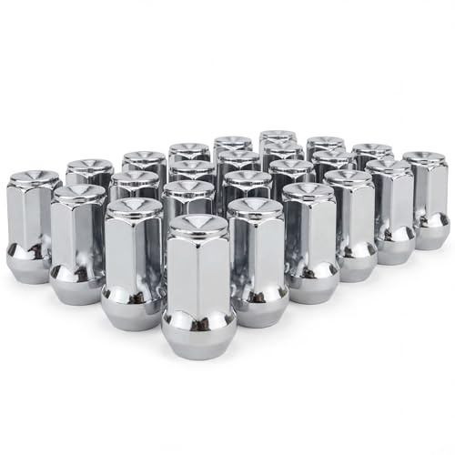 HASKYY 24 x hjulmuttrar M14 x 1,5 x 41 mm konisk krage 60° SW19 (nyckelbredd) 6-håls krom hjulmutter lämplig och I kompatibel med Dodge RAM från 2019