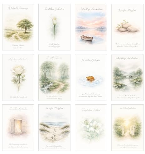 Edition Seidel Set de 12 tarjetas de condolencia con sobre. Tarjetas de condolencia Tarjeta de condolencia Tarjeta doble Tarjeta plegable Frases Condolencias (SW026)