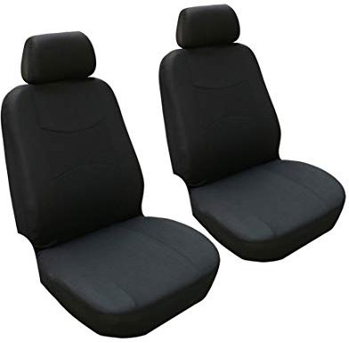 GODGETS Fundas Asientos Coche Universales para Delanteros y Traseros/Funda para Asiento Coches/Accesorios Interior Universal,Todo En Negro,2 * Asiento Delantero