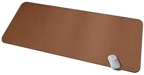 CENNBIE Leather Desk Mat,120X50cm Extra Large Desk Pad Blotter Protector, Extended Non-Slip Mouse Pad, Waterproof PU Leather Desk Mat on top of desks Large for Office and Home (Brown)