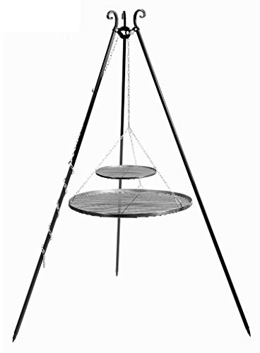 CookKing Schwenkgrill Tripod 180cm, Dreibein mit 2 Grillrosten (Grillrost Rohstal, 70+40cm)