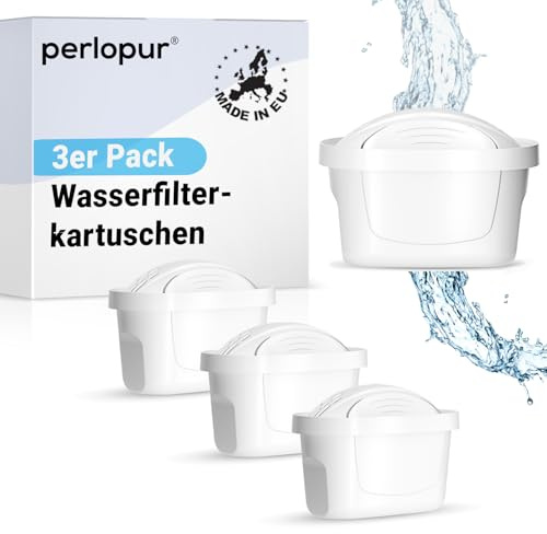 PerloPur unimax+ Wasserfilter-Kartuschen, kompatibel mit Brita Maxtra+, Maxtra Style Marella Cool Mavea Pack3