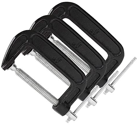 Lot de 3 colliers de serrage en C de 10,2 cm en acier robuste pour le travail du bois, le soudage et la construction