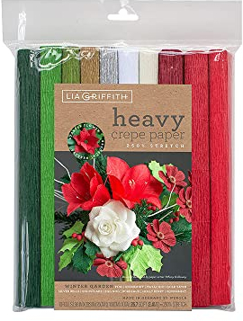 Lia Griffith Krepppapier, schwer, 25 x 100 cm, Wintergartenmischung, 10 Rollen