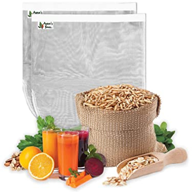 Alexa's Bags (2 Pack) Pro Quality Juicing & Nut Milk Bag - 13X14 - Commercial Grade Reusable All Purpose Food Strainer - BPA-Safe - Ultra Strong Fine Nylon - Nutmilk, Juices, Pulp Strainer, Warranty