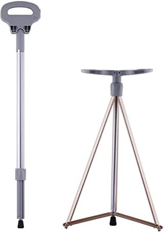 Sedile pieghevole per bastone, sedia per stampella regolabile in altezza con luce LED, sedile per bastone da passeggio in lega di alluminio antiscivolo, per anziani, disabili all'aperto, in attesa, in