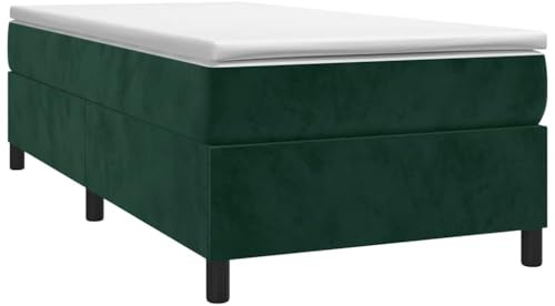 vidaXL Boxspring-sängram mörkgrön 100x200 cm sammet, enkelsäng, säng, säng ram, enkelsängar, sängar, säng ramar, ramsäng