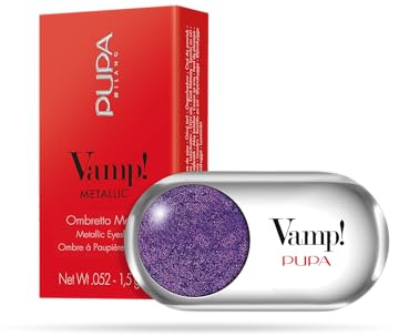 Pupa Ombretto Vamp! Metallic 103 Hypnotic Violet - Ombretto Colore puro, alta Pigmentazione, Multi-Effetto (disponibile in 54 Varianti Colore e 7 diversi Finish)