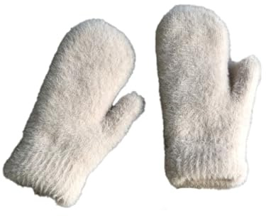 SHTGOI Guanti da muffole in morbida pelliccia calda guanti in pelliccia sintetica lavorata a maglia in velluto di visone, caldi guanti invernali in lana termica fodera in pile senza dita per donne e