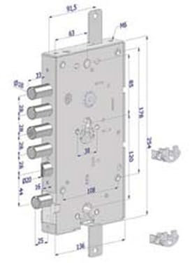 1PEZZO SERRATURA TRIPLICE P/PORTE BLINDATE CILINDRO EUROPEO REVERSIBILE 268 - (2681SCR0328CXX)