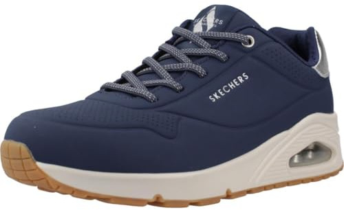 Skechers Women's Uno Shimmer Away Trainer, Navy, 2.5 UK