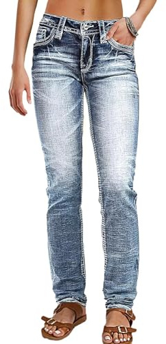 Flamingals Mid Rise Skinny Jeans for Women Trendy Wash Stretchy Butt Lifting Western Jeans with Pocket Back Artesia Light Blue S