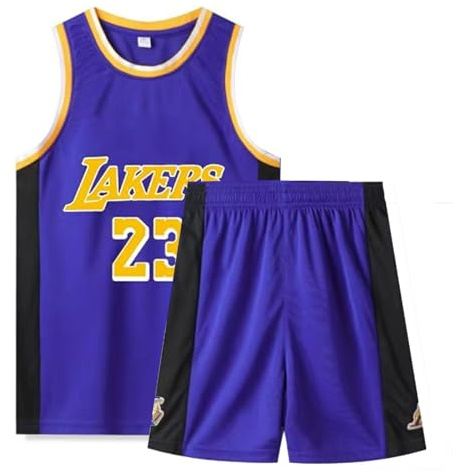 Completo Pallacanestro Bambino, 2 Pezzi Completo Pallacanestro Ragazzo, Magliette e Pantaloncini da Pallacanestro, Canotta Basket Bambino e Pantaloncin, Completino Basket(Viola#23,XXL,11-14 Anni)