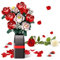KOJAYHOL Flowers Bouquet Building Set with Vase, 841 PCS Roses DIY Kit, Adjustable Petals & Leaves, Artificial Flower Bouquet Building Set, Botanical Collection Forever Rose Toy for Adults, Kids