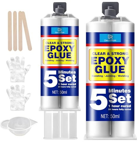 Clear 2 Part Epoxy - 100ml, 5 Minute Quick Cure Adhesive With 1:1 Ratio for Wood, Metal, Plastic, Glass, Ceramic, Fabric - Super Tough and Durable Fast Repair