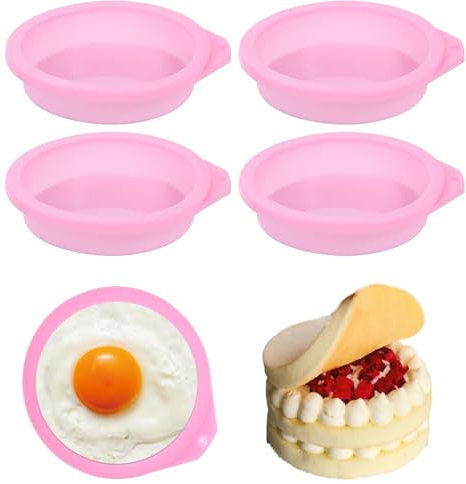 4 Pcs Air Fryer Egg Mould, 4In Air Fryer Egg Mould for Fried Eggs, Silicone Egg Rings for Frying, Egg Molds Non-Stick Silicone Egg Pan Mini Pancake Mold for Cake Muffin Top, Air Fryer Accessories