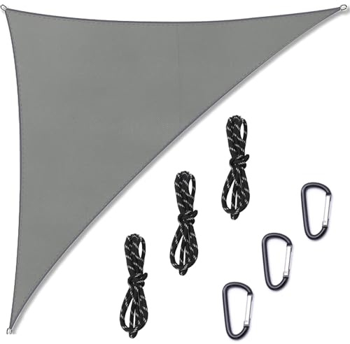 tenda parasole impermeabile, triangolare, protezione solare per tende da sole, protezione UV, per esterni, terrazza, balcone, giardino, con 3 fibbie di fissaggio