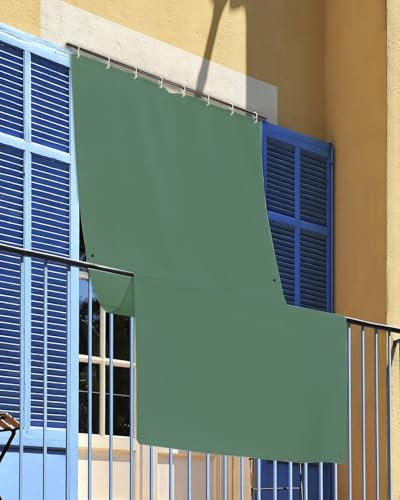 INTRECCI Tenda da Sole per Esterno, Tenda da Sole per Balconi, Impermeabile, a Caduta, 200x300 cm con Occhielli Laterali, Telo Ombreggiante, Riduce Luce e Calore, Migliora la Privacy, Colore Verde