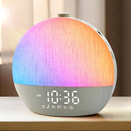 Zelaclock Sunrise Alarm Clock, White Noise Sound Machine, Sunlight Alarm Clocks for Bedrooms, 9 Natural Wake Up RGB Night Light, 30 Soothing Sounds for Heavy Sleepers, Baby, Kids, Adults