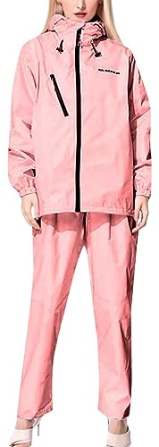 Traje de lluvia para mujer plegable con chaqueta a prueba de viento y pantalón impermeable para mujer, bicicleta ligera, conjunto impermeable de 2 piezas, chaqueta impermeable y sobrepantalones, 01