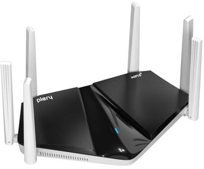 PLERY Routeur WiFi 6, Routeur WiFi AX 3000 Mbps Bi-Bande 5GHz et 2.4GHz MU-MIMO, 5 Ports Gigabit WAN/LAN, 6 Antennes Routeur WiFi Puissant sans Fil, EasyMesh, IPv6, WPA3, Installation Facile