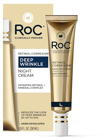 RoC Retinol Correxion Deep Wrinkle Night Cream, 30 ml | Face Moisturiser for a Smooth, Radiant Complexion, Helps Reduce the Appearance of Crow’s Feet & Fine Lines, All Skin Types