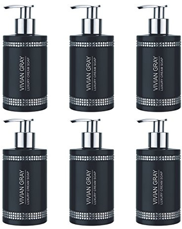 VIVIAN GRAY 3215 Crystals Seifenspender mit Creme Seife, schwarz (6er Pack)