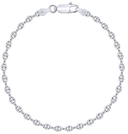 PLANETYS - Kaffeebohne Bohnenkette Armband 925 Sterling Silber rhodiniert - 3.2 mm Breite