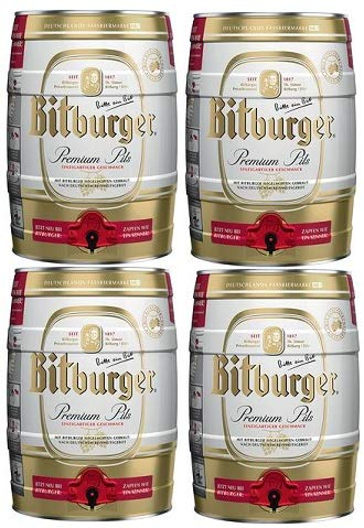 4 Partydosen Bitburger Pils a 5,0 Liter Bier