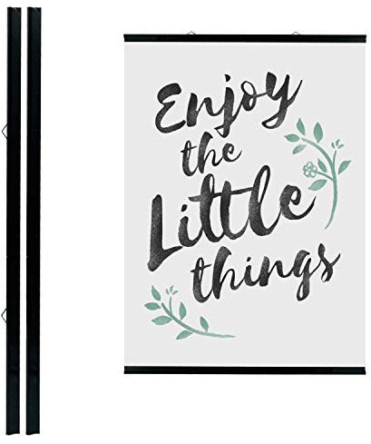 LEO's - 1 x Posterklemmleiste DIN A0 Ober- und Unterteil (84,1 cm) Schwarz Hart-PVC - Klemmschiene zum Aufhängen von Postern und dünnen Displays - Kunststoff Posterschiene Posterleiste mit 2 Hängern