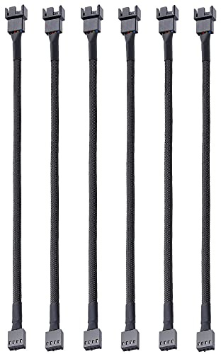 Gebildet 6pcs 4 Pin PWM Lüfter Verlängerungs Kabel Steckergehäuse Geflochtenen Ärmeln Verlängerung Lüfterkabel Männlich zu Weiblich(26cm)