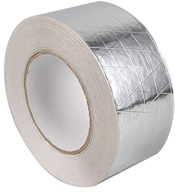 Glass Fiber Cloth Aluminum Tape Silver, Reinforced Self-Adhesive Heat Reflective Tape, Heat Jacketing Insulation Resistant High Temperature HVAC Tape, Metal Repair Duct Tape (3.15inch x 82ft)