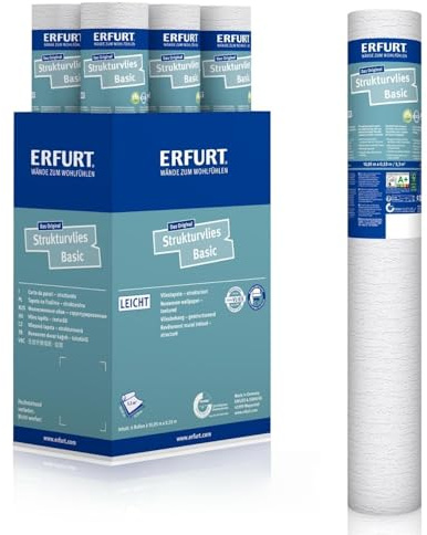 Erfurt Strukturvlies Basic 405 Vliestapete mit Struktur 10.05X0.53 Strukturtapete 6 Rollen 1004356