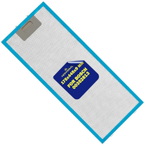 Aluminio Filtro Rejilla de Grasa para Campana Extractora con Dimensiones 175x445x9mm con Código Original 00352813 352813 para Bosch para Siemens para Neff - Garantía de 10 Años - MONTERAL