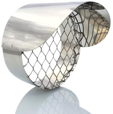 TYGERIX® Terminal de escape de humos con rejilla antiintrusión de acero inoxidable Ø 80 mm | Evacuador de humos o succión de aire calderas estufas leña pellets | Protección lluvia | Resistente al