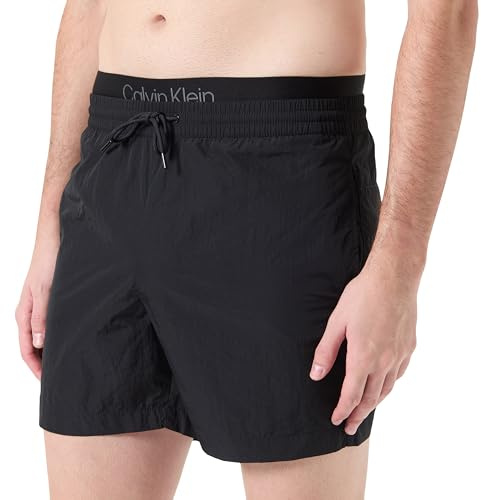 Calvin Klein Bañador Hombre Medium Double Waistband Pernera Media, Negro (Pvh Black), M