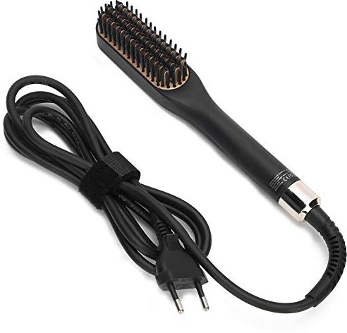 Peine Alisador de Barba Portátil, 3 Ajustes de Temperatura, 43 Dientes de Peine para Hombres y Mujeres, Minipeine de Pelo Liso y Peine para Barba (Enchufe de la UE)