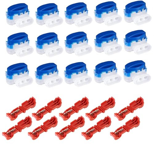HXC 15 Pcs Waterproof Wire Connectors for Robotic Lawn Mowers, Cable Connector Gel Connectors with 30 Pcs Connection Terminals for Automatic Robot Mowers Irrigation Applications