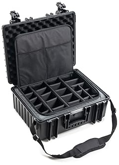 B&W International B&W 6000 - Maletín de Transporte para Exteriores (con Bolsa para Fotos, Resistente al Agua según IP67, Resistente al Polvo, irrompible e Indestructible), Negro, Typ 6000 - Innenmaß