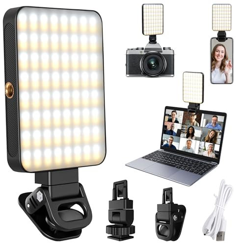 Luz Selfie con 128 Cuentas LED Luz de Teléfono 3000-6500K Luz Videoconferencia CRI 95+ 3 Modos para Tableta Portátil Maquillaje Vlog