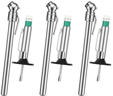 Bisienya 6 PCS Tyre Pressure Gauge Stainless Steel Tyre Safety Kit Include 3 PCS Car Tyre Pressure Gauge and 3 PCS Tyre Tread Depth Gauge Portable Tyre Pressure Gauge for Cars Motorcycles Buses