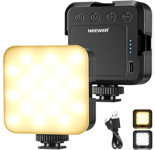 NEEWER LED Lampe Vidéo,Portable Bicolore 3200K~5600K Dimmable Caméra Lumière Douce avec 3 Chaussure Froide,CRI 97+,8 Modes Scène,Batterie Rechargeable 2000mAh pour Youtube/Vlog/Photographie,NL-36AI