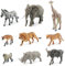 VOSSOT 9 figuras de animales – Juego de figuras de animales de safari, mini animales del bosque y animales de granja, figuras de animales de vinilo y plástico para niños
